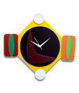 Panache Yellow & Black Abstract Wall Clock