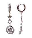 Taraash Long Floral Silver Earrings