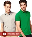 Loveusale Green-Grey Pack of 2 Polo T Shirts