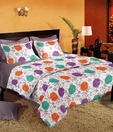 Birla Century Beige Floral Double Bed Sheet & 2 Pillow Covers