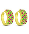 Jpearls Red & Green Stones Studded Hoops