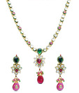 Shopperz Ville Vibrant Floral Design Kundan Necklace Set