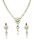 Shopperz Ville Aesthetic Floral Kundan Necklace Set
