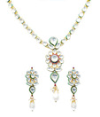 Shopperz Ville Pearl Drop Florid Kundan Necklace Set