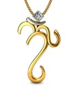 Sanskruti Gold Finished Diamond Om Pendant