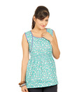 Sepia Bewitching Aqua Blue Printed Cotton Top