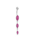 Revlis Pink CZ Marquise Shape Silver Belly Stud
