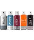 Park Avenue Set of 5 (Alive, Alter Ego, Voyage, Zing & Jazz) Men Deodorant