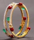 Indianmyra Red & Green Stone Lavish Pair Of Bangle