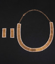 Indianmyra Golden Mesh CZ Necklace Set
