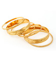 Pari Set Of 4 Cut-work Gold Plated Bangles & 2 Kadas