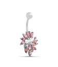 Revlis Pink CZ  Floral Flash Silver Belly Stud