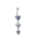Revlis Blue CZ Heart Design Silver Belly Stud