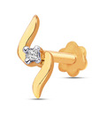 G Divas Single Diamond Studded 18Kt Yellow Gold Nosepin