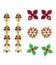 Jpearls Multicoloured Semi-precious Earrings Combo
