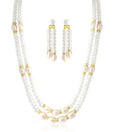 Jpearls Sleek White & Peach Pearls Necklace Set