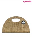 Cyndrella Beige Crystal Broach Clutch