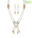 Jpearls Two Strings Pearls & CZ Necklace Set