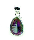 Sizzling Silver Green Mystic Quartz Drop Pendant