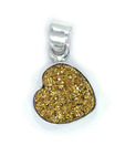 Sizzling Silver Heart Shape Gold Drusy Pendant