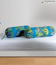 Swayam Blue & Yellow Printed Bolster Cover Set