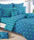 Swayam Gorgeous Blue & Green Floral Print Bed Sheet Set