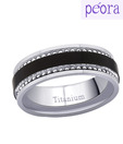 Peora Ravishing Silver & Black Titanium Ring