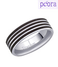 Peora Striking Black Striped Titanium Ring