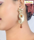 Kriaa Brown & White Daffodils Earrings