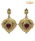 Kriaa Red & Golden Heart Earrings