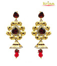 Kriaa Sparkling Red & Golden Earrings