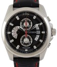 Citizen Black Contrast Stitched Leather Strap Watch