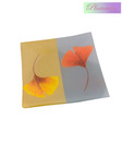 Plumeria Grey & Yellow Coloured Square Glass Plate