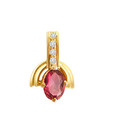 AG Red Pear Shape Stone & Diamond Pendant