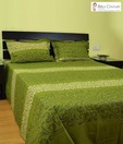 Birla Century Green Bed Sheet With Two Pillow Covers