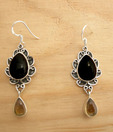 Designer Silver Black Onyx & Citrine Earrings