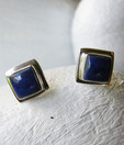 Designer Silver Lapis Studded Sterling Silver Earrings