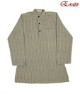 E-rato Green & Brown Striped Kurta For Kids