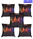 Mesleep Digitally Printed Black Five Cushion Covers