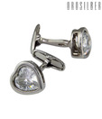 Orosilber Heart Shaped Crystal Cufflinks