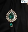 Pari Green & White Rhinestone Brooch