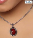 Pari Alluring Maroon & Silver Enamelled Pendant Necklace