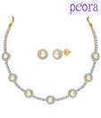 Peora Pearl Paradise Plated Necklace Set
