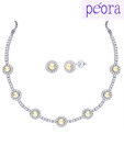 Peora Rhodium Plated Pearl Paradise Necklace Set