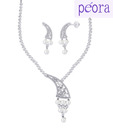 Peora Exquisite Bezel Necklace Set