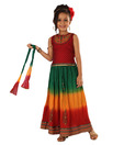 Twisha Ethnic Red & Green Ghargra Choli Set For Kids