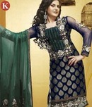 Khazana Violet Designer Wear Net Unstitched Suit Lengths