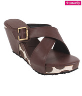Butterfly Trendy Brown Wedge Heel Sandals