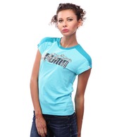 Puma Mint Blue Printed Cotton T-Shirt