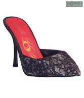Catwalk Black & Bronze Pencil Heel Mules